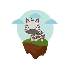 Sticker - cute zebra animal in landscape natural