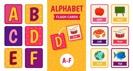 Wall Mural - Aplhabet flash cards. Educational  game for children. 