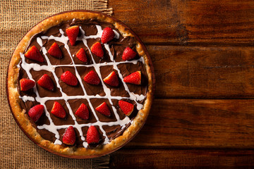 brazilian sweet pizza with chocolate and strawberry