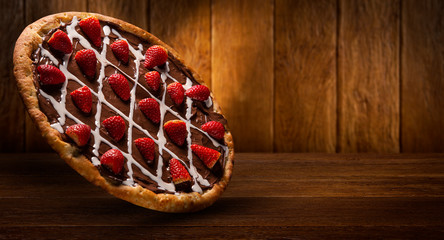 brazilian sweet pizza with chocolate and strawberry