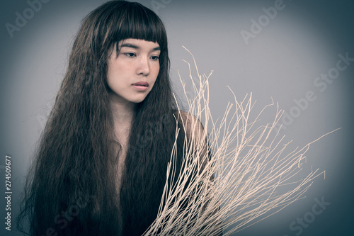 Hairy Girl Portrait As Lonely Broken Heart Lady Shampoo Haircare