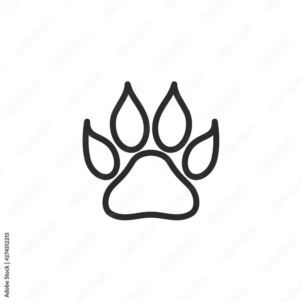 Paw Print icon template black color editable. Paw Print symbol Flat ...