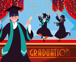 Canvas Print - Graduating students in celebration design