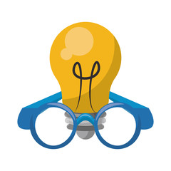 Sticker - Bulb light and glasses cartoon isolated