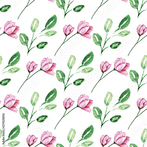 Watercolor  floral seamless pattern. Repeat texture, wallpaper. Hand drawing ...