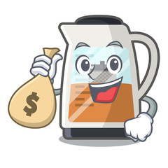 Sticker - With money bag tea maker isolated with the mascot