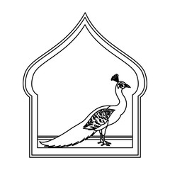 Poster - peacock bird icon cartoon isolated in black and white