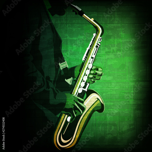 Dekoracja na wymiar  abstrakcyjna-ilustracja-muzyczna-z-saksofonista