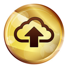 Wall Mural - Cloud upload icon Abstract Brown Round Button