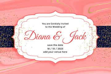 Wall Mural - royal wedding card invitation with golden glitter effect