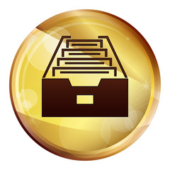 Wall Mural - Folder archive cabinet icon Abstract Brown Round Button