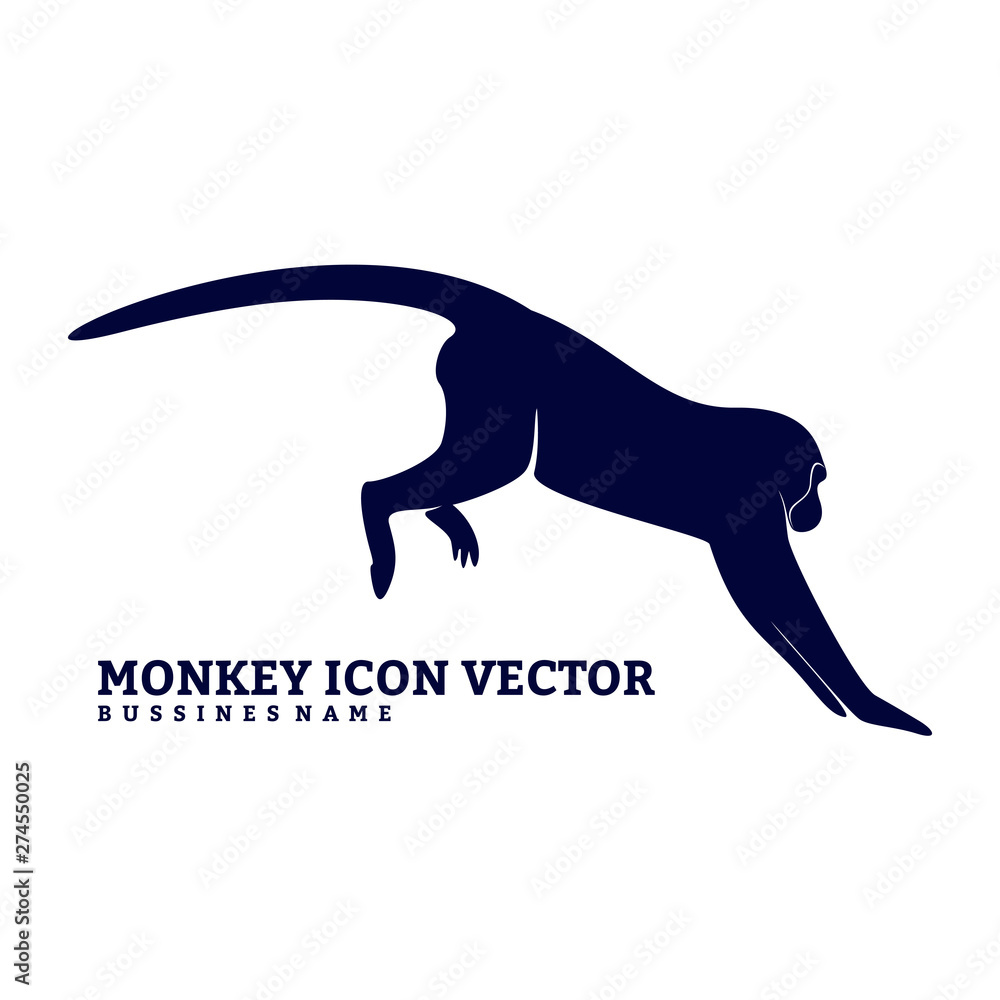 Monkey Design Vector. Silhouette of Monkey. Vector illustration Stock ...