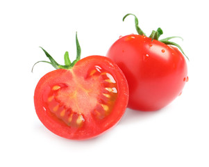 Fresh organic cherry tomatoes isolated on white