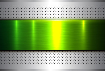 Metallic background silver green, polished steel texture