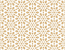 Abstract Geometric Pattern With Lines, Snowflakes. A Seamless Vector Background. White And Gold Texture. Graphic Modern Pattern