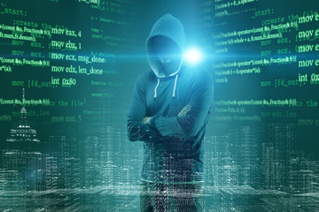 Hacker in digital security concept