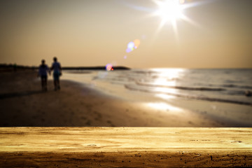 Wall Mural - Desk of free space and summer background of beach 