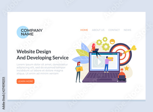 Teamwork Office Workers Character People Working Together On Web