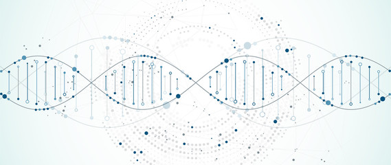 Science template, wallpaper or banner with a DNA molecules. Vector illustration.