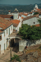 Poster - Facade of old houses with whitewashed wall in Marvao