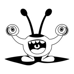 funny monster with bulging eyes comic character