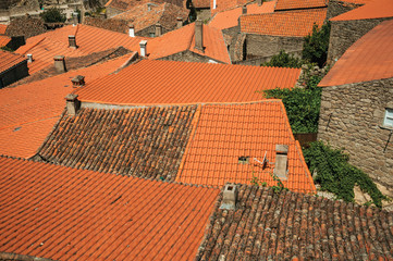 Wall Mural - Rooftops of old stone houses and chimneys at Monsanto