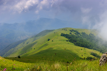 Wall Mural - Beautiful view of green hills and blue sky