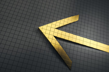 Wall Mural - creative golden arrow on dark grid