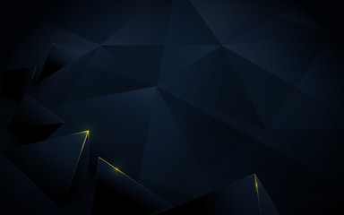 abstract polygonal pattern luxury dark blue and gold background. illustration vector