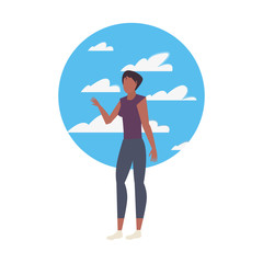 Sticker - woman avatar character with sky background