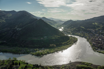 Poster - mountain and river in mzcheta