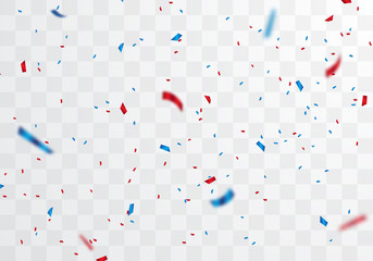 red and blue confetti for celebrations and parties can be separated from the transparent background.
