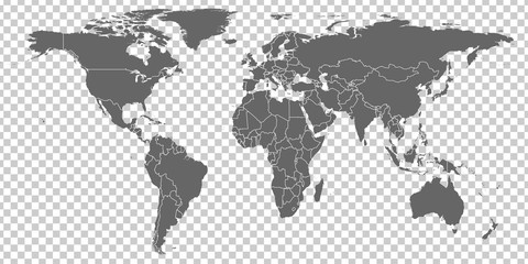 world map vector. gray similar world map blank vector on transparent background. gray similar world 