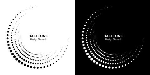 Wall Mural - set of halftone incomplete circle frame dots logo isolated on background. circular part design eleme
