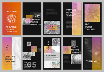 Wall Mural - Creative social networks stories design, vertical banner or flyer templates with colorful gradient backgrounds. Covers design templates for flyer, leaflet, brochure, presentation, advertising.