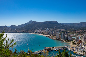 Wall Mural - Beaches and mountains of Calpe. View from the natural park of Penyal d'Ifac, Spain