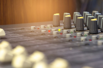 Professional volume adjustment button, audio mixer.