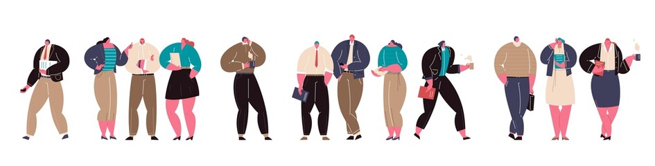 Wall Mural - corporate business people flat character collection. group of businessman and businesswoman characte
