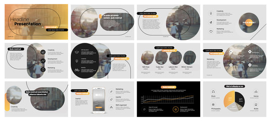 Presentation template, minimalist infographic elements on white background. Vector slide template for business project presentations and marketing.