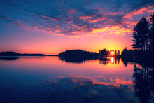Summer Night Sunset From Sotkamo, Finland.