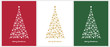 © Magdalena - Merry Christmas Vector Card. White and Gold Christmas Tree Isolated on a Red, White and Green Background. Christmas Illustration in 3 Different Colors. Tree Made of Stars, Hearts, Trees and Snowflakes