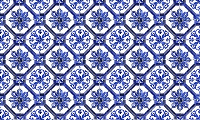 Seamless Portugal or Spain Azulejo Wall Tile Background. High Resolution.