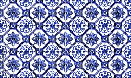 Seamless Portugal or Spain Azulejo Wall Tile Background Tableau sur Toile