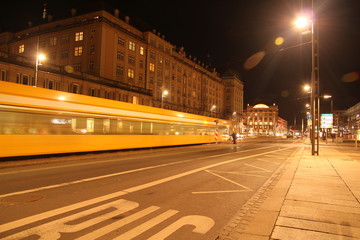 traffic in the city at night