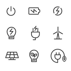 Canvas Print - Set of power and energy related icon line design