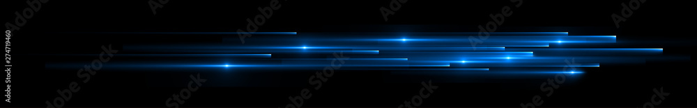 Dynamic lights shape on dark background. Bright luminous glowing lines. High speed optical fiber concept. 3d rendering - obrazy, fototapety, plakaty 