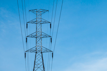 high voltage pole.High-voltage tower sky background