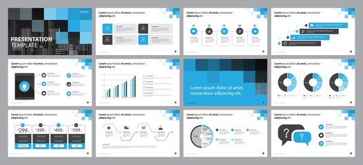 Aufkleber - blue business presentation backgrounds design template, with infographic timeline elements design concept