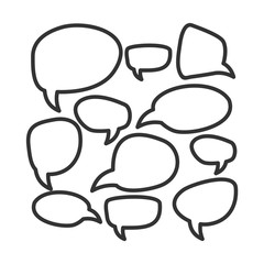 Leinwandbilder - Set of speech bubbles icon template black color editable. Cartoon balloon word  symbol Flat vector sign isolated on white background. Simple logo vector illustration for graphic and web design.
