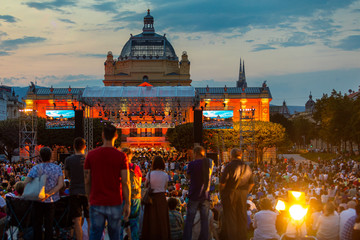 Croatia, Zagreb, June 21, Public open-door concert  In front of Art pavilion in Zagreb capital of Croatia